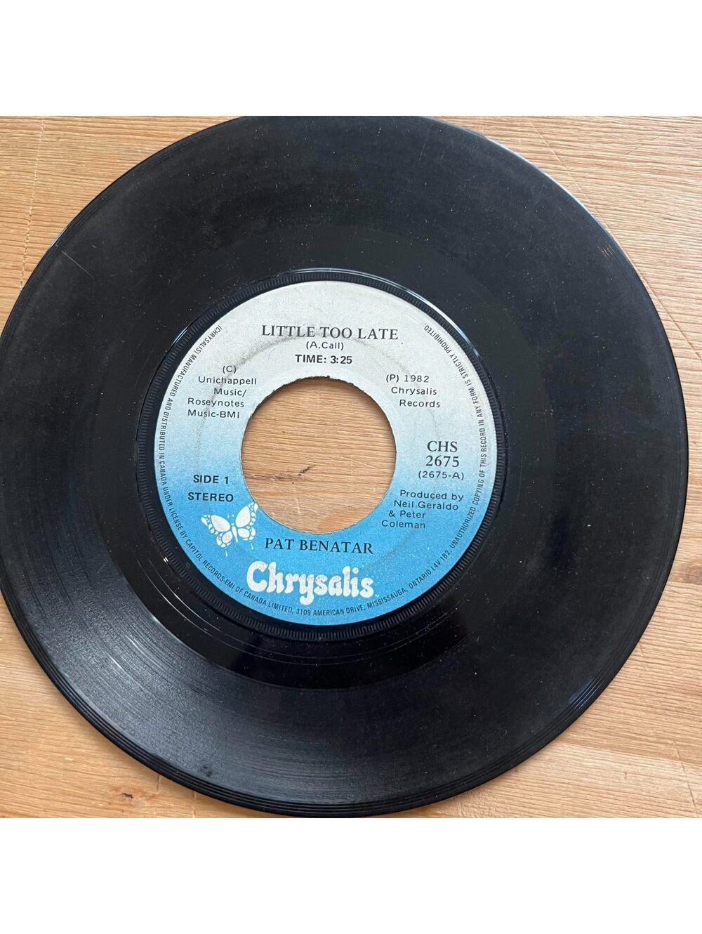 Pat Benatar - Little too Late/Fight it Out 45rpm VG+ R19